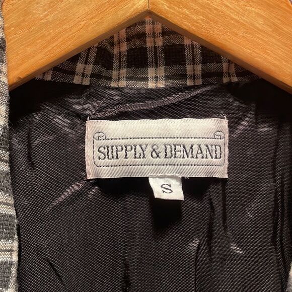 Vintage B&W Checkered Cotton/Linen Blazer - Picture 2 of 6